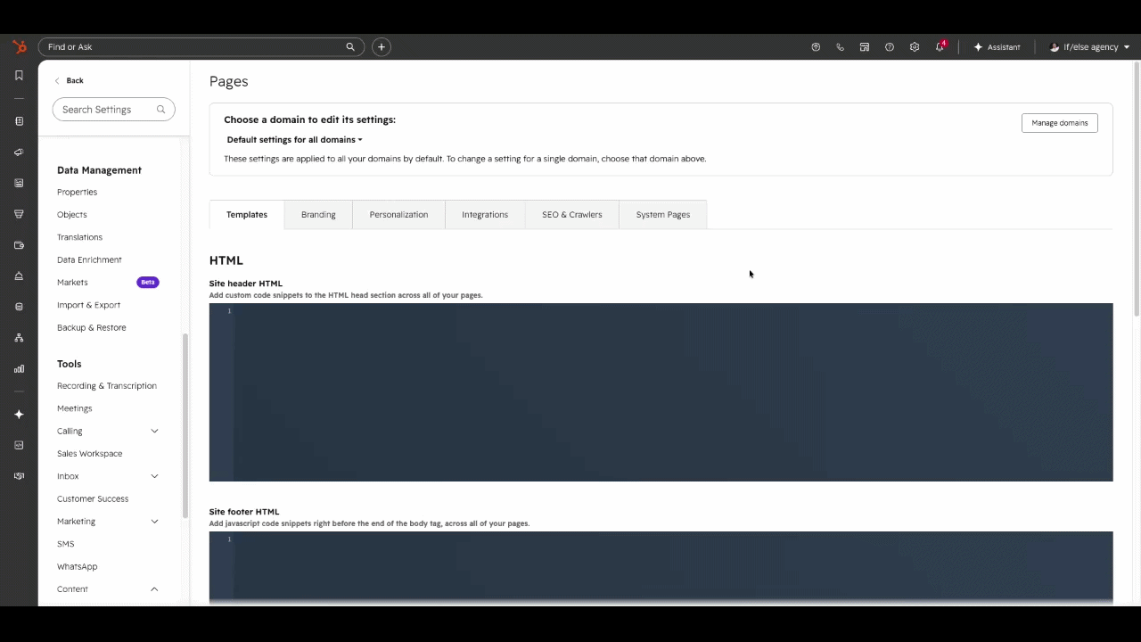 Set a system page